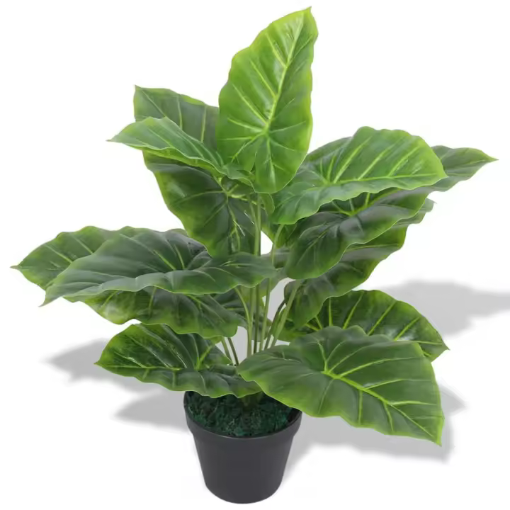 Planta de Taro artificial con macetero verde 45 cm - 1