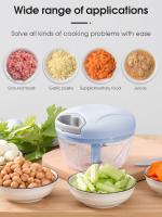 Picador de alimentos manual, procesador de mano de cocina o cortadora para verduras carne frutas nueces ajo cebolla pimientos (azul) - details 4