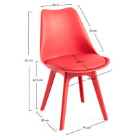 ORION91 Silla BOREAL Asiento Acolchado Piel Sintética y Patas Color Rojo 48x43x82cm Comedor Oficina Salón Teletrabajo Cocina - SpazioLuzio - details 1