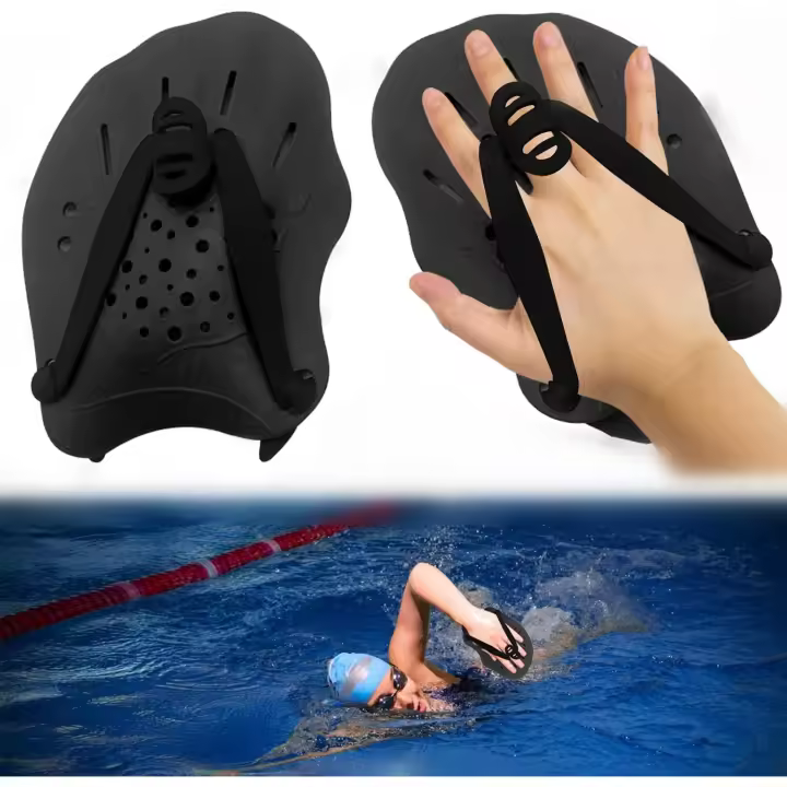 1 Pair Hand Paddles for Swimming Swim Paddles with Adjustable Straps Power Strength Training Aid Pool Exercise Equipment Accessories - 1