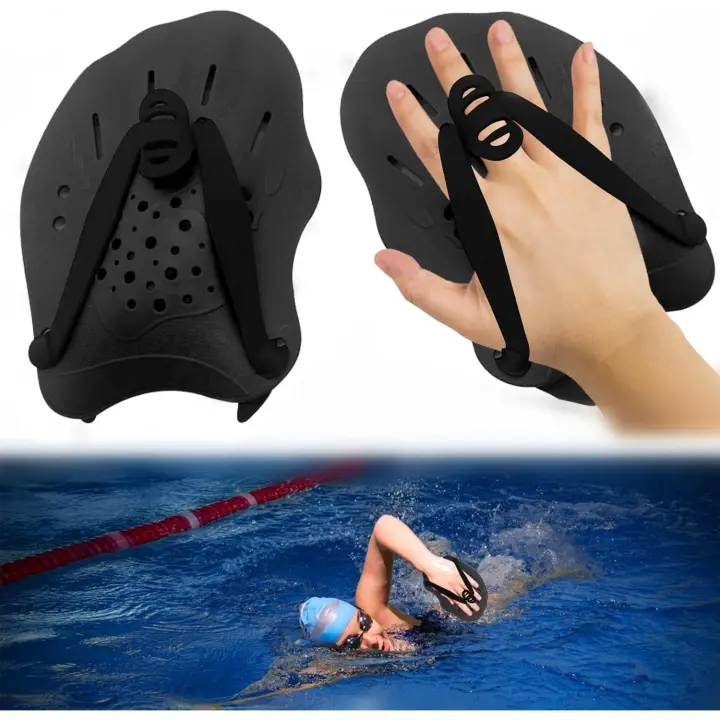 1 Pair Hand Paddles for Swimming Swim Paddles with Adjustable Straps Power Strength Training Aid Pool Exercise Equipment Accessories - 1