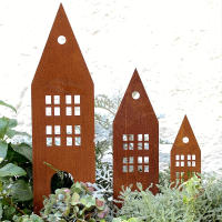 Decoración De Jardín Navideña Rustica - Conjunto De 3 Piezas De Hierro Con Castillo Casa Y Árboles Para Adornos De Césped De Navidad - details 5