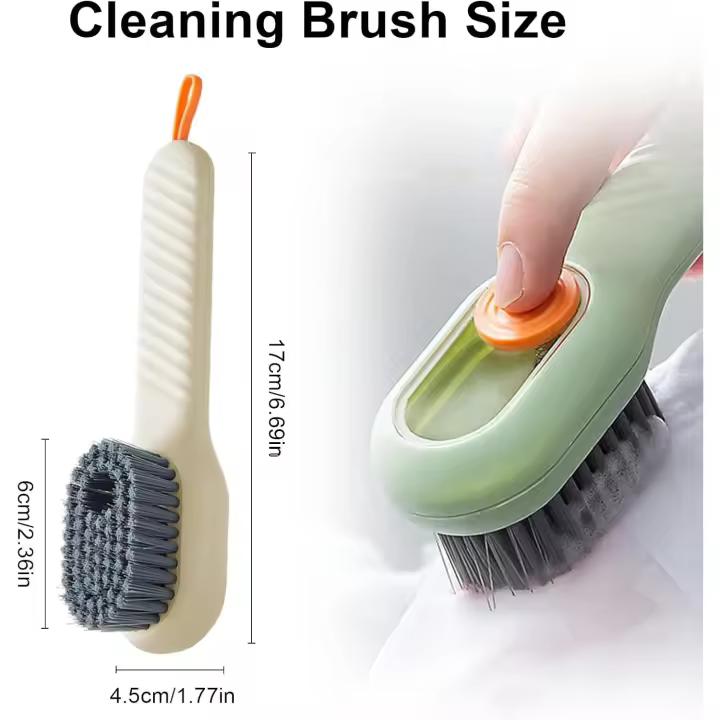 Cepillo limpiador para fregar zapatos, cepillo limpiador de botas con caja de líquido, cepillo para ropa, herramienta de limpieza, cepillo multifuncional para ropa, 2 piezas, color verde - 1