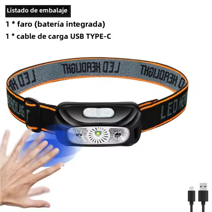 Linterna Frontal De Visión Completa Brillante Con Sensor De Movimiento 6 Modos Linterna De Correa Ligera Para Reparación Camping Running Ciclismo - 1