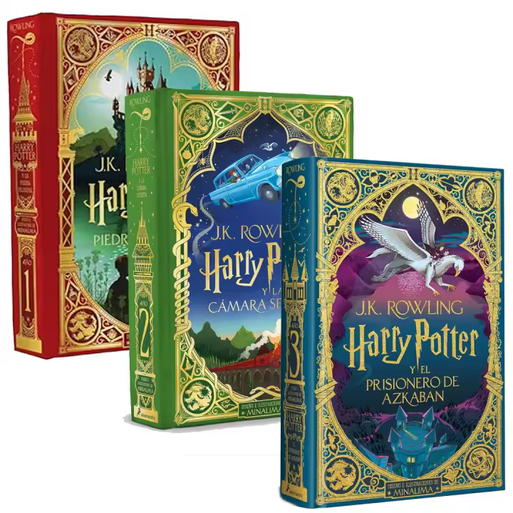 Pack 3 Libros Harry Potter Edición Minalima - La Piedra Filosofal y La Cámara Secreta - Libro Harry Potter 1, 2 y 3 - En Castellano - Sumérgete en la Magia - 1