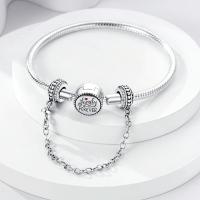 Cadena De Seguridad De Plata Esterlina 925 Estrella Luna Corazón Bordeado Con Clip De Silicona Para Pulsera Original Joyería DIY Regalo - details 23
