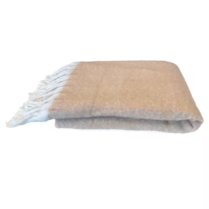 Manta Plaid Beige Lana Cepillada 130x170 cm - 1