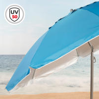 Aktive Sombrilla playa antiviento, 240 cm, con 8 varillas de fibra de vidrio, protección UV50, mástil inclinable y regulable, ventilación superior y bolsa de transporte - details 2