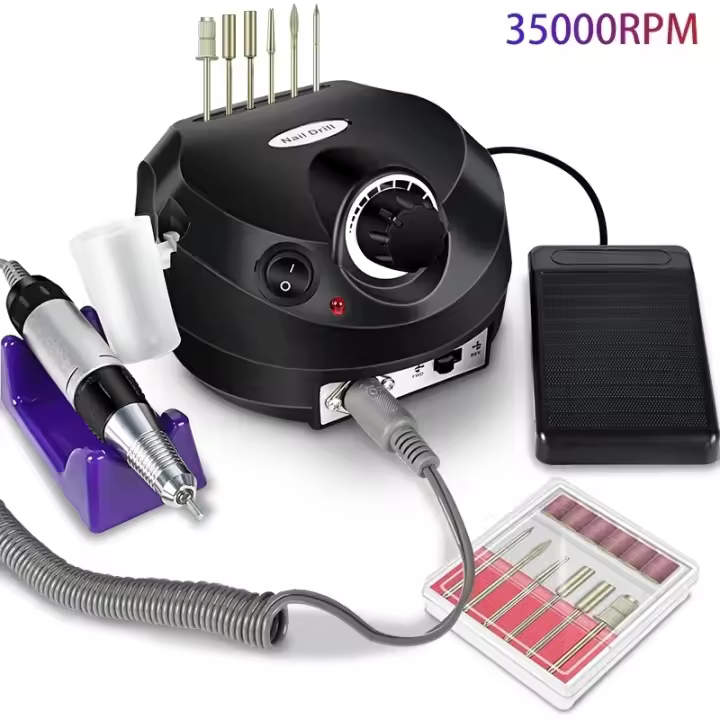 Taladro Eléctrico Para Uñas 35000RPM Kit De Manicura Profesional Con Pezuñas Y Accesorios Portátil Para Salon De Uñas - 1