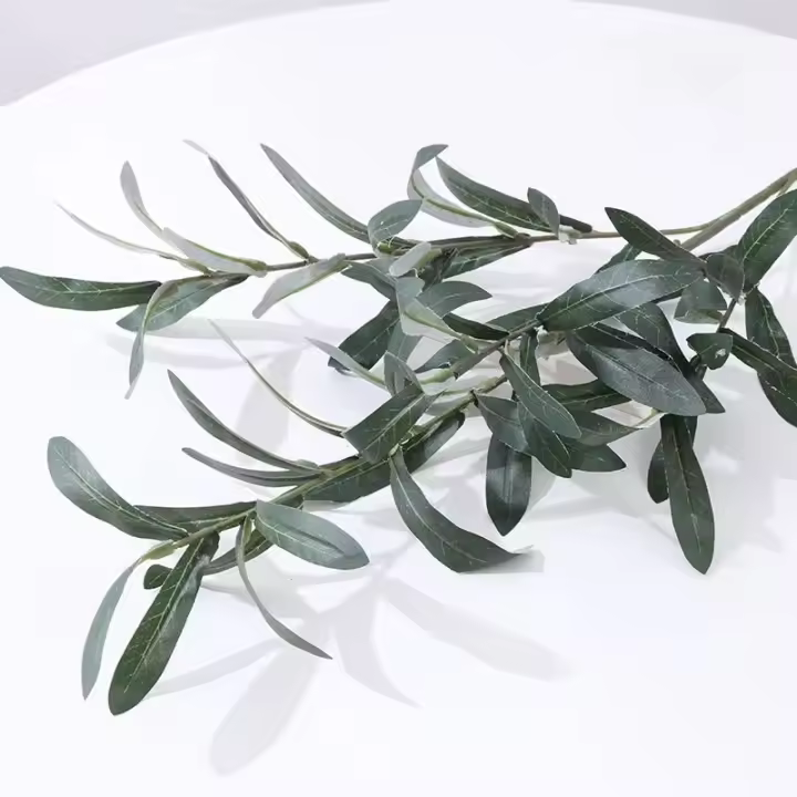 Rama De Olivo Artificial Con Hojas Verdes Y Frutas Plantas Falsas Para Decoración De Hogar Fotografía De Bodas Y Exhibiciones Material Plástico - 1