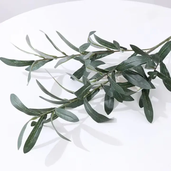Rama De Olivo Artificial Con Hojas Verdes Y Frutas Plantas Falsas Para Decoración De Hogar Fotografía De Bodas Y Exhibiciones Material Plástico - 1