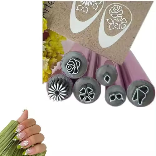 Juego de sellos para decoración de uñas, sellos para uñas, herramientas para decoración de uñas DIY, herramienta para estampar uñas con 6 patrones diferentes, juego de sellos para uñas para mujeres y niñas, decoración de uñas casera (1 juego de 6 piezas) - 1