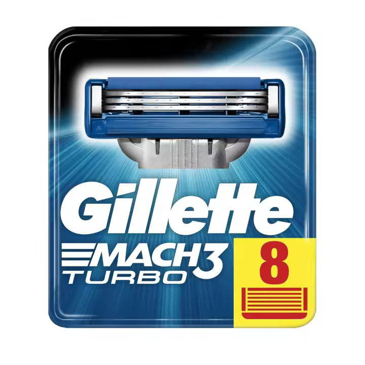 Gillette Mach3 Turbo Cuchillas de Repuesto Para Maquinilla de Afeitar Para Hombre Pack de 8 Unidades - 1