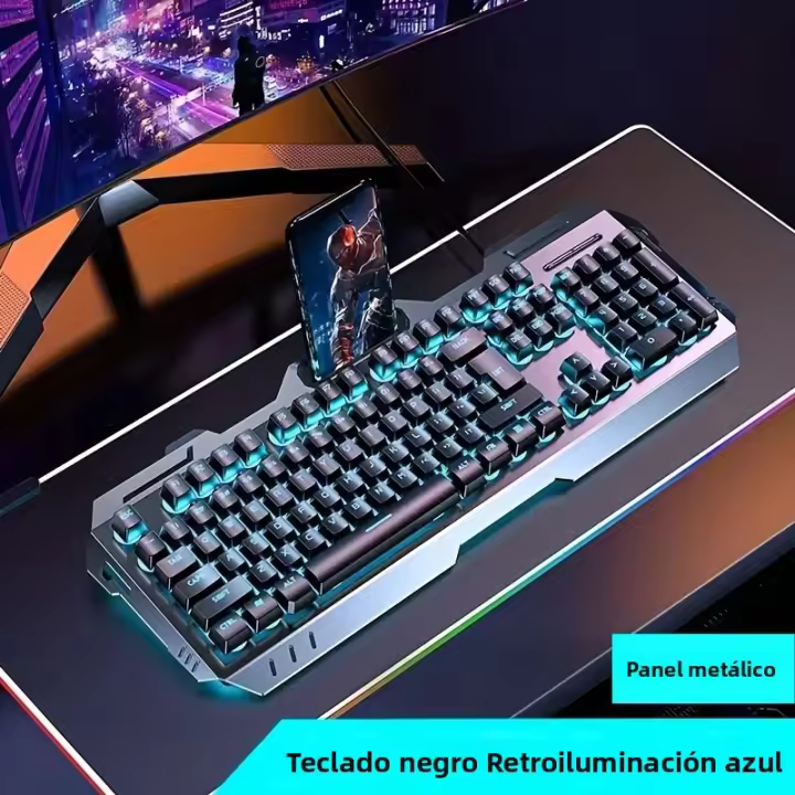Teclado De Juego EWEADN GX80Z 104 Teclas Con Panel De Metal Todas Las Metalizadas Silencioso Y Retroiluminado LED Para Uso En Hogar Y Escuela Compatible Con Laptop Y Desktop - 1