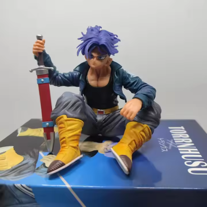 Figura De Colección Dragon Ball Torankusu Super Saiyan 14cm Postura Sentada Estatua Anime Decoración De Escritorio Juguetes Para Adultos - 1