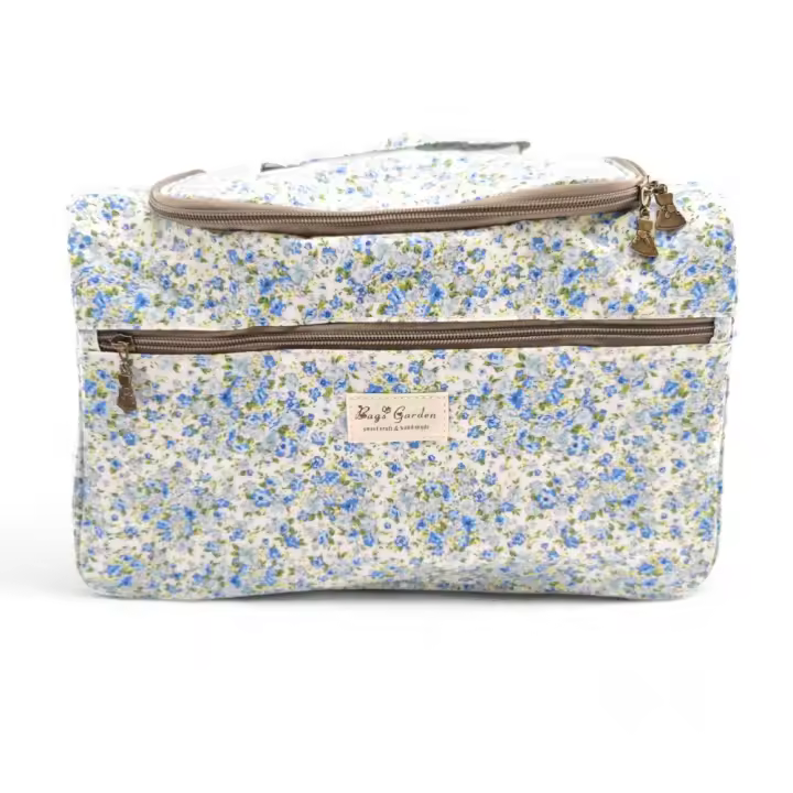 Bolso Nevera Impermeable BagsGarden con Flores, Para Carrito de Bebé, Asa Superior y Correa Ajustable de Algodón, 35x23x20 cm, Envío aleatorio - Algodón Resinado Waterproof, Revestimiento Térmico, Ideal para Biberones y Comidas - 1