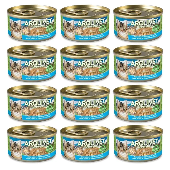 Atún Blanco y pargo en salsa - 80 g [Bliste de 12 unidades) Arquivet Comida húmeda para gatos - 1