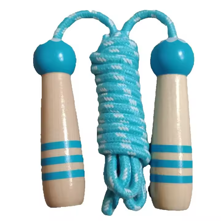 Cuerda de Salto para niños, Cuerda de Salto de Algodón ajustable de 7 pies with Mango de Madera para niños y niños Fitness ejercicio at Aire Libre - 1