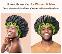 【Bestseller】Gorro De Ducha Negro Para Mujer Impermeable Universal Para Secado De Pelo Capa De Sombrilla Para Baño - details 1
