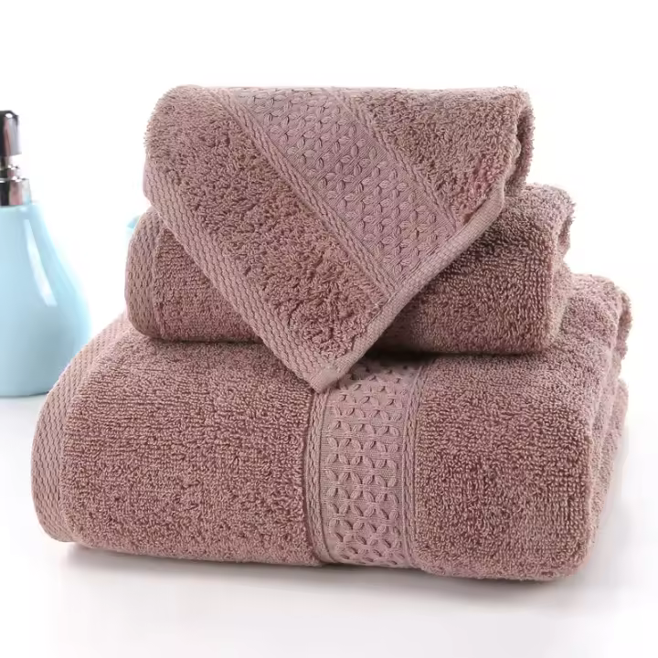 Juego de toallas de Algodón de lujo para el hogar, Set de 3 piezas, Ultra suave, highly absorbente, incluye 1 toalla de baño, 1 toalla de mano, 1 paño - 1