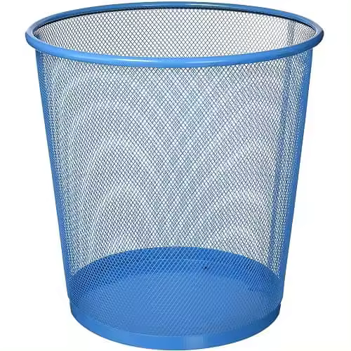 CABLEPELADO Papelera Malla Metalica, Cesto basura redondo metálico, Papelera Reciclaje, Cubo de Basura, Papelera Escritorio, Papelera Baño, 27 cm alto x 23.5 cm diámetro, 12 Litros (Azul) - 1