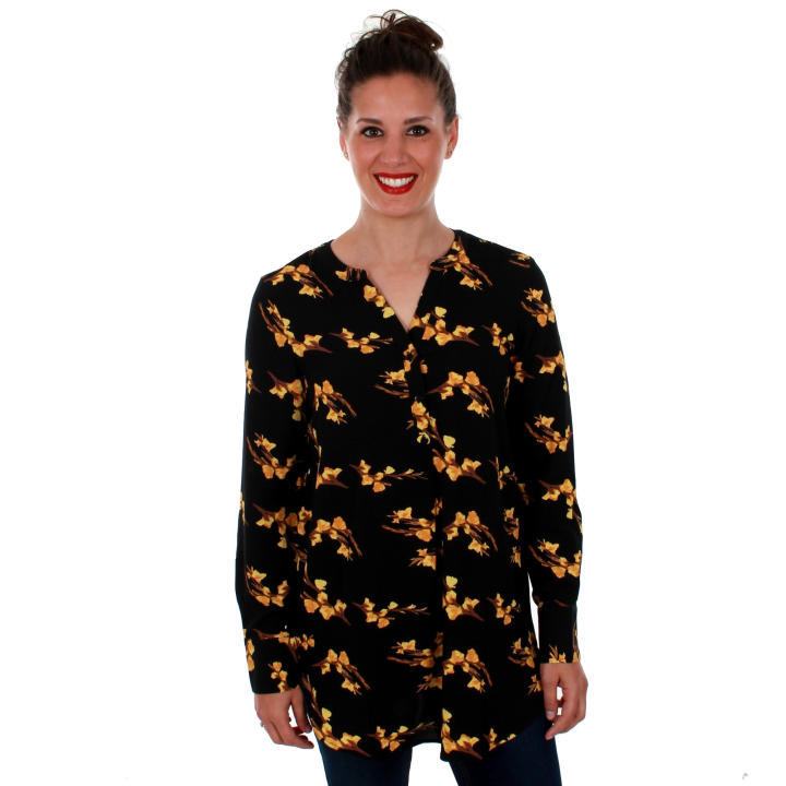 VERO MODA 10201931 VMSAGA LS TUNIC BLACK VIGGA BL Mujer Camisa Larga Corta Vestir Casual estampados 21273