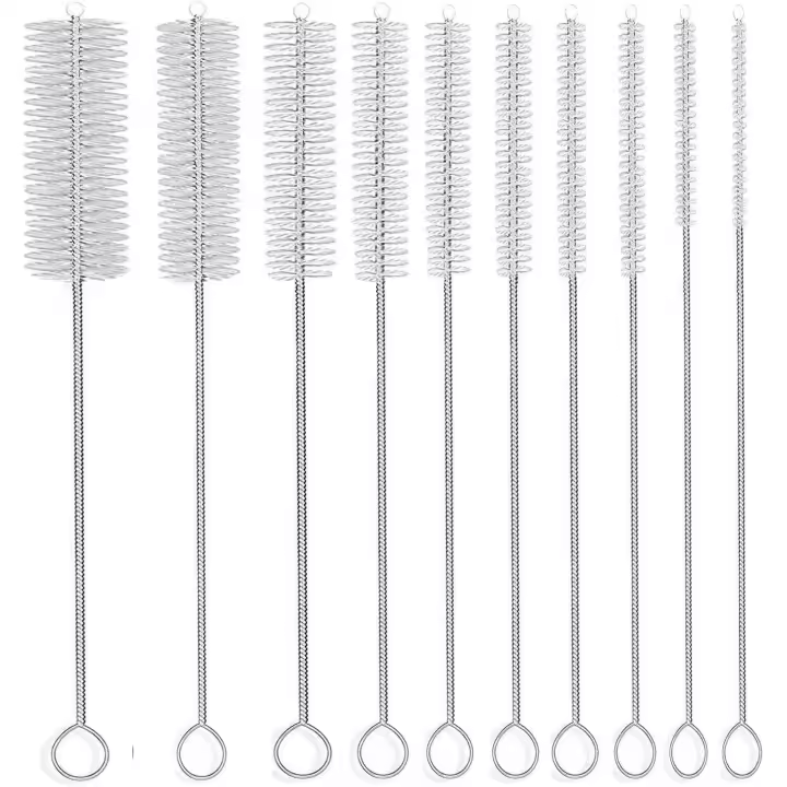 Cepillo de paja largo, limpiador de tubos de nailon de 8 a 10 pulgadas, 10 diámetros diferentes, juego de 10 - 1