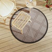 vidaXL Alfombra de exterior ARAKIL negra Ø120 cm PP en color Negro/Diseño cuadrado/naranja y blanco y más - details 5