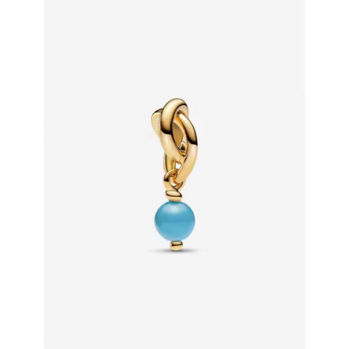 Pandora - Charm Colgante de Círculo de eternidad Azul Turquesa-Baño de Oro de 14K - 1