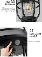 Lámpara De Pared Solar Caliente Con 3 Modos Para Jardín Exterior Decoración De Calle Luz De Inducción Corporal Luz Cálida Farol Incluido ABS Moderno LED Sin Certificación Origen China - details 1