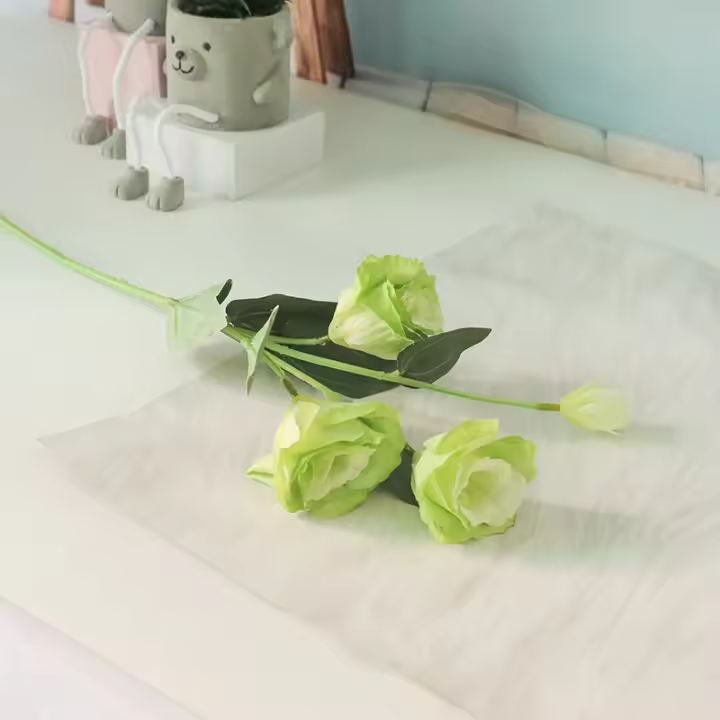 3PCS Flores Artificiales De Rosa Blanca Y Hojas De Eucalipto Peonía Bouquet Decoración Para Bodas Fiesta Vaso Hogar - 1