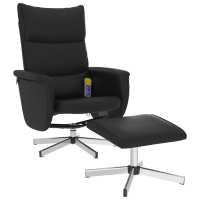 vidaXL Sillón reclinable masaje con reposapiés cuero sintético Gris, Negro, Sillon Dormitorio Sillon Comodos Silla Relax Sillón Sofá - details 0