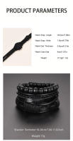 Reloj De Lujo Para Hombre Conjunto De Pulsera Multpieza Moda Negocios Cuero Negro Reloj De Cuarzo Regalo Reno Masculino - details 1