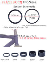 RISK Headset De Bicicleta MTB Road Carbon Fiber Washer 1-1/8" 28.6mm 1-1/4" 31.8mm OD2 Ajuste Del Frente Del Puente Espaciador - details 1