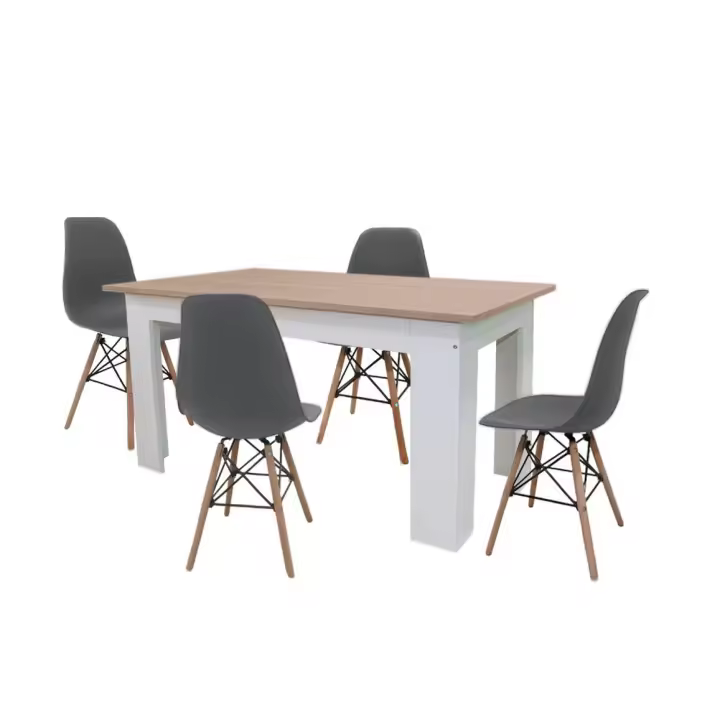 Pack Mesa de Comedor o Cocina + 4 Sillas Estilo Nordico     Saldos y Stocks - 1