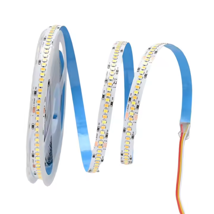 Tira De Luz LED Dual Blanca Ajustable 24V 2835 CCT 5m 10m 20m 240leds/m Flexible Para Decoración De Habitaciones Y DIY - 1