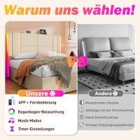 Marco de Cama Multialmacén Doble Tapizado USB Type C + Control APP LED 140x200 - Diseño Silencioso, Espacio Duplicado & Estilo Minimalist Versátilla para Dormitory - details 5
