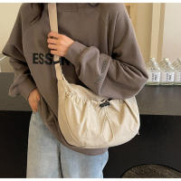 Bolso De Hombro De Nylon Nueva Diseño En Niche Color Sólido Con Pliegues Bolso Cruzado Versátil Para Uso Casual En Clase Y Comuting - details 11