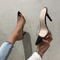 Sandalias De Tacón Alto Para Mujer Verano 2024 Pumps Transparentes De PVC Punta Aguda Con Metal Mules Sin Forro Talla 41 42 - details 5