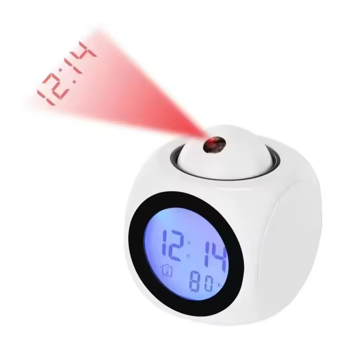 Reloj De Alarma Digital Multifuncional Con Proyección Y Pantalla De Techo Reloj De Mesa Con Función Snooze Y Mostrador De Temperatura - 1