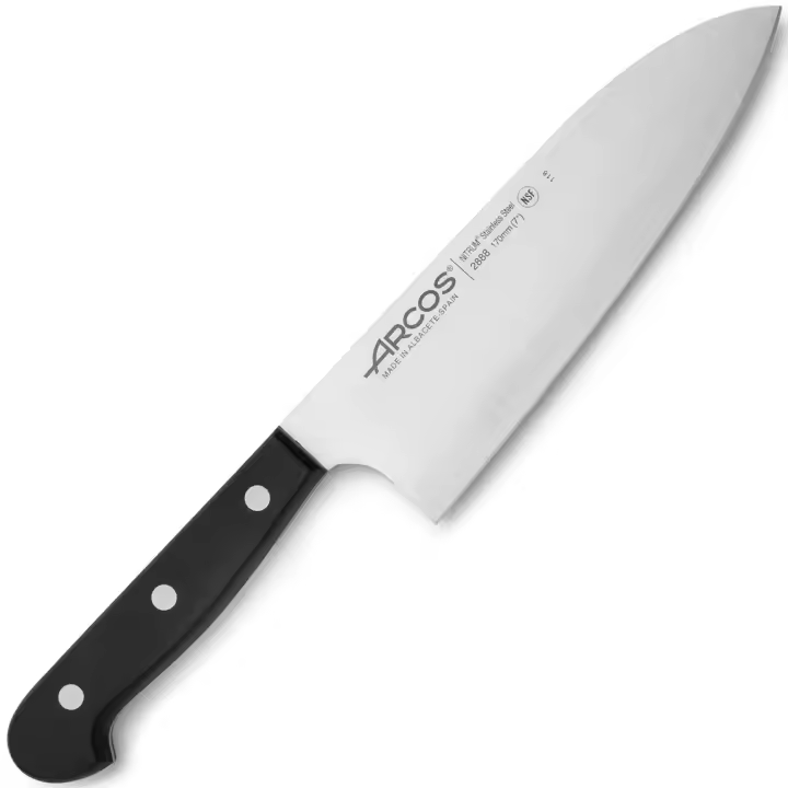 ARCOS Universal - Cuchillo Santoku (170 x 2 mm) - Hoja de Acero Inoxidable Nitrum® - Mango Negro de Polioximetileno (POM) - 1