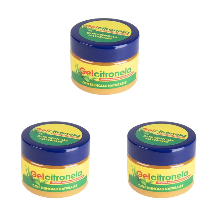 PLUSHOME Pack de 3 latas 100 gr Cada una de Gel de citronela Repelente de Mosquitos CITRONGEL CON ESENCIAS NATURALES - 1