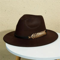 Sombrero De Vaquero Occidental Para Mujeres Con Borde Plano Y Cinturón Fedora De Jazz Color Sólido Clásico Para Hombres Y Mujeres En Todas Las Estaciones - details 8