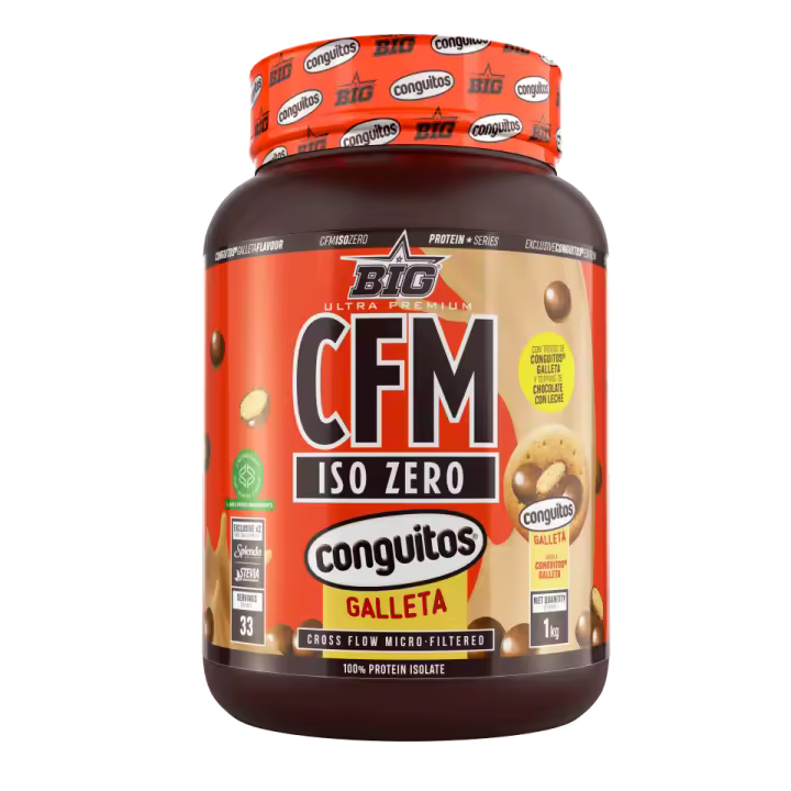 CFM ISO ZERO Conguitos Negro Galleta (1KG)  - Big + mix regalo  Deliciosa  Baja en azúcares  Baja en grasas  Saludable  Proteína iso - 1