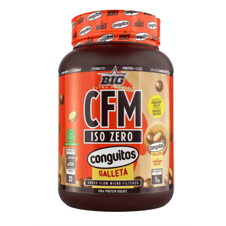 CFM ISO ZERO Conguitos Negro Galleta (1KG)  - Big + mix regalo  Deliciosa  Baja en azúcares  Baja en grasas  Saludable  Proteína iso - 1