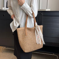 Bolso de mano de gran capacidad para mujer, bolsa de hombro tejida a mano, fresca, Rural, de hierba, de verano - details 5