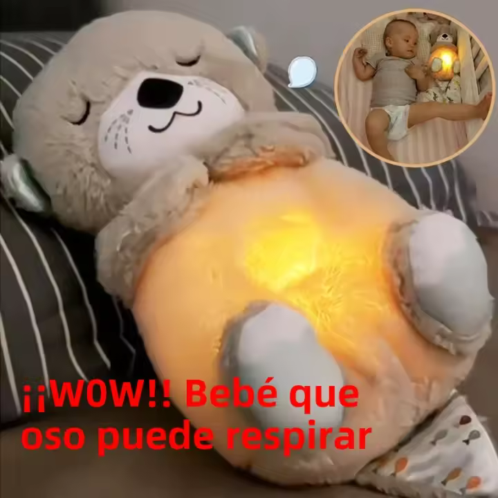 Muñeco De Peluche Bebé Oso Suave Con Música Y Luz Para Compañero De Sueño Soothes Otter Para Niños Regalo De Juguete De Animal De Peluche - 1
