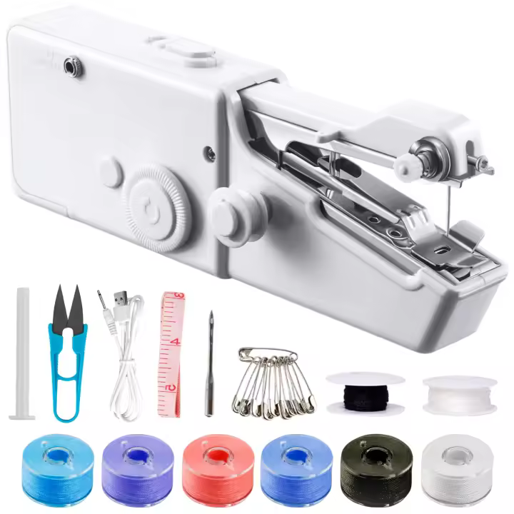 JUPPLIES - Maquina de Coser Portatil con Kit Costura 21 × 6.5 × 3.5 cm - Maquina Coser Electrica Mini para Viaje - 1