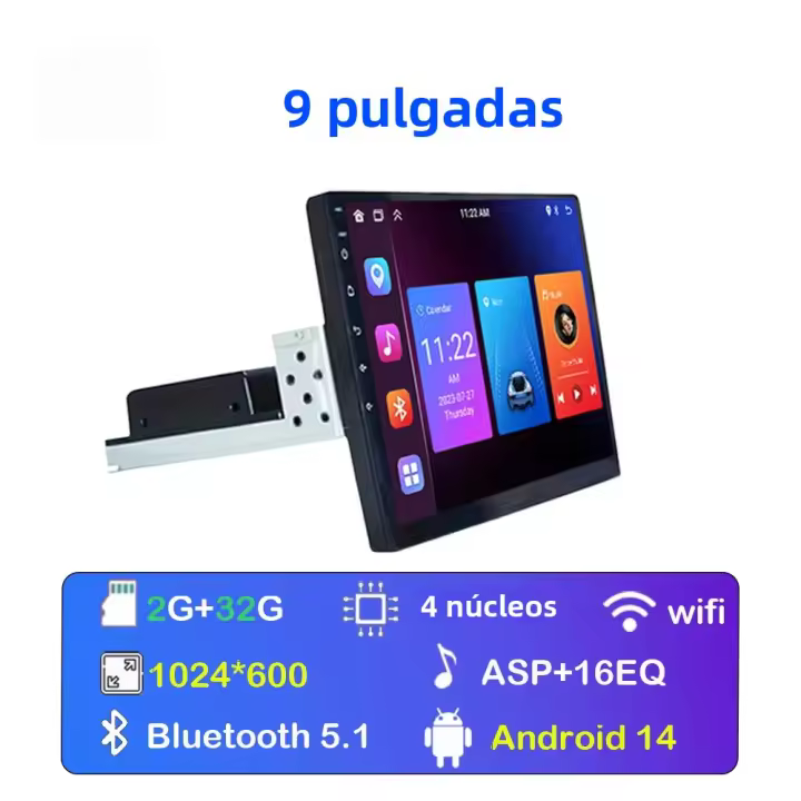 MTIJIEY Radio De Coche 1din 4Core 2G 64G 9 10 Pulgadas Carplay Android Multimedia Estéreo Receptor GPS Universal Con Control De Volante - 1