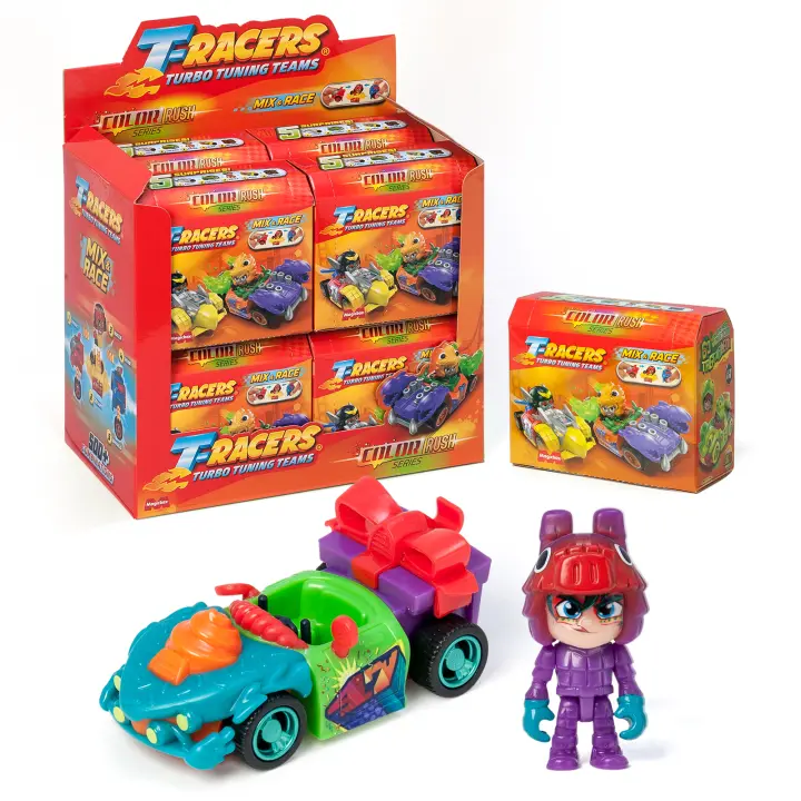 T-RACERS Serie Color Rush – Colección Completa de la serie Color Rush de T-Racers. Coches y pilotos coleccionables. desmontables por partes y con piezas intercambiables. - 1